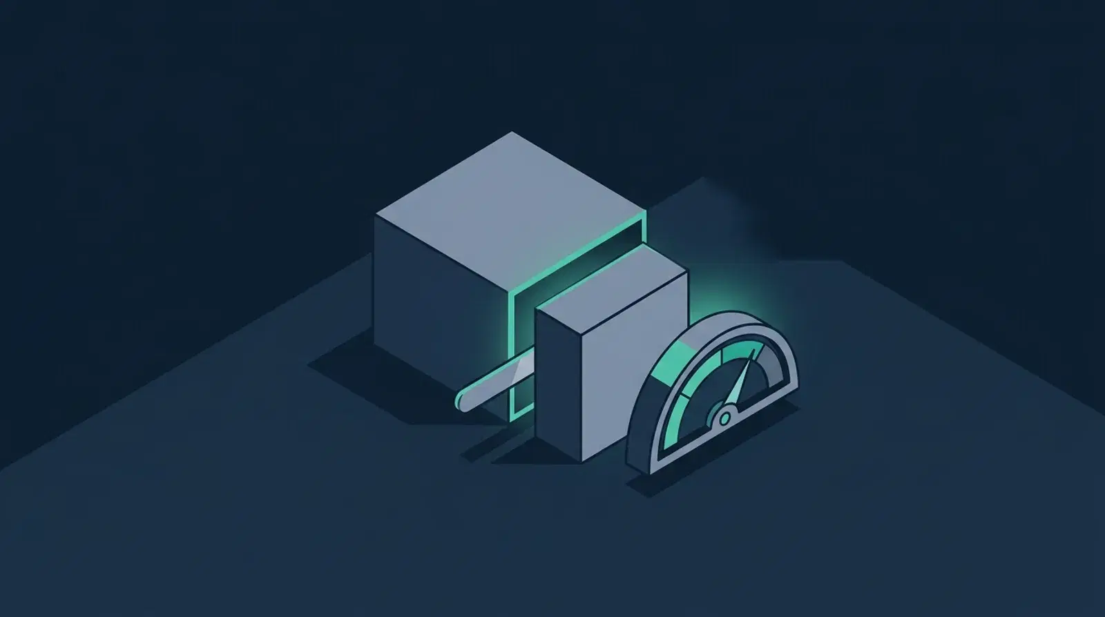 Isometric illustration of a product scope being sliced into a small shippable core beside a cost meter